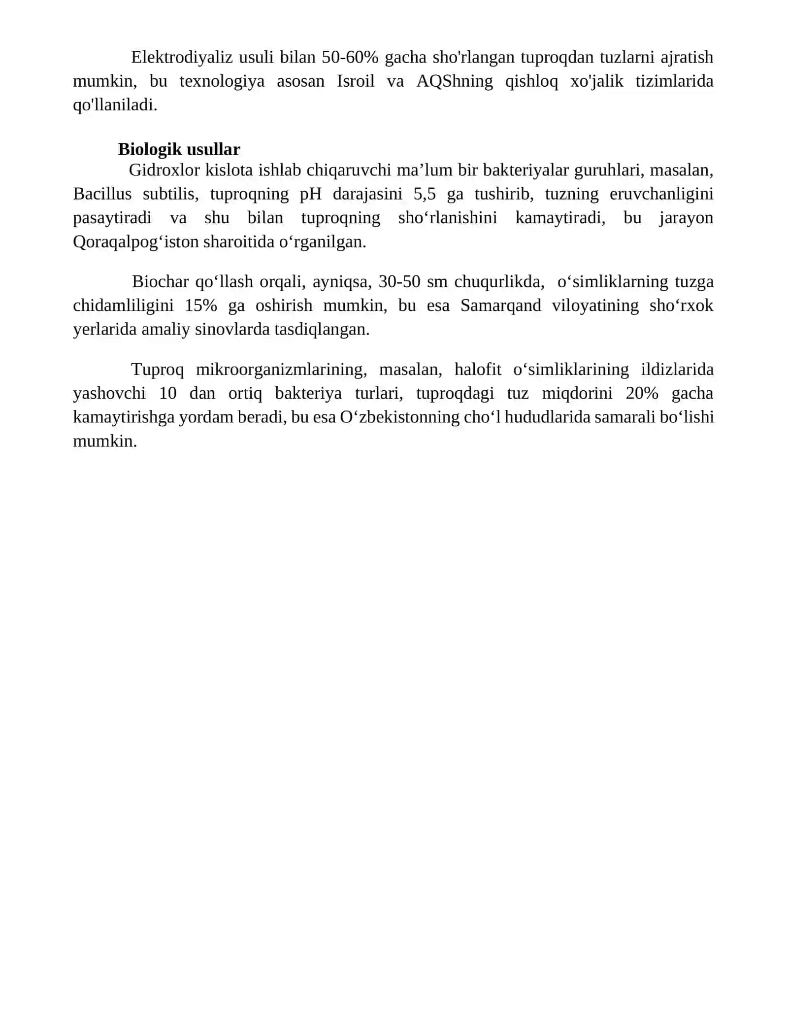 Tuproqlarda tuz miqdorini kamaytirish 4