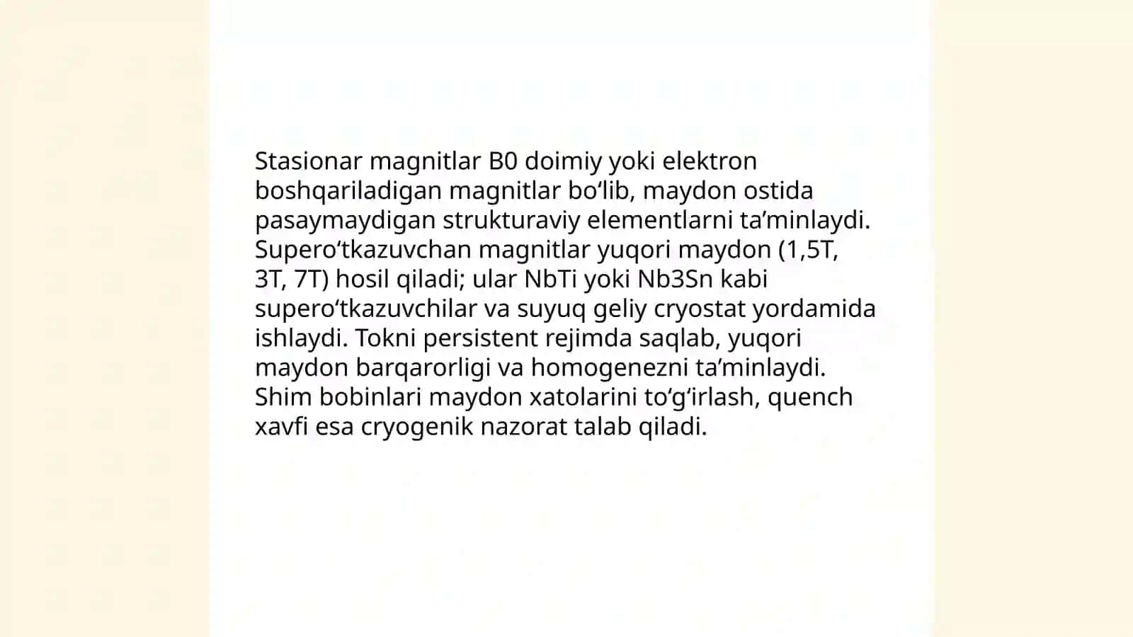Maxsus tibbiy markazlarda qo'llaniladigan yuqori texnologik tibbiy texnik magniterozonans tomografi (MRT) ning ishlash prinspini o’rganish 4