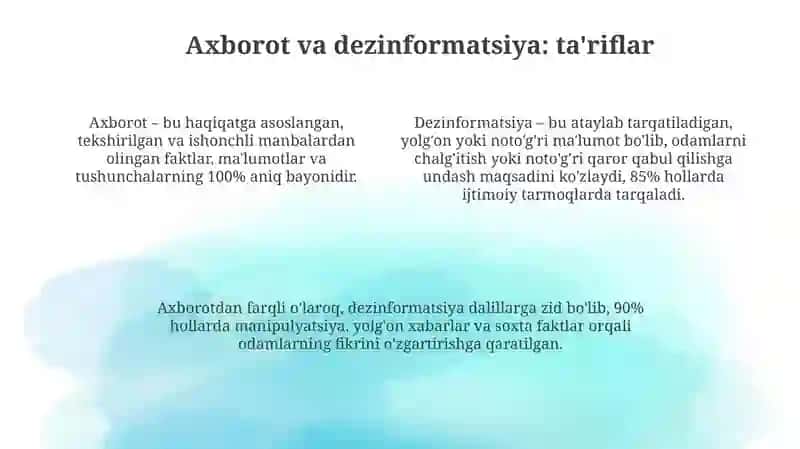 Axborot va dezinformatsiya farqlash va aniqlash mezonlari 4