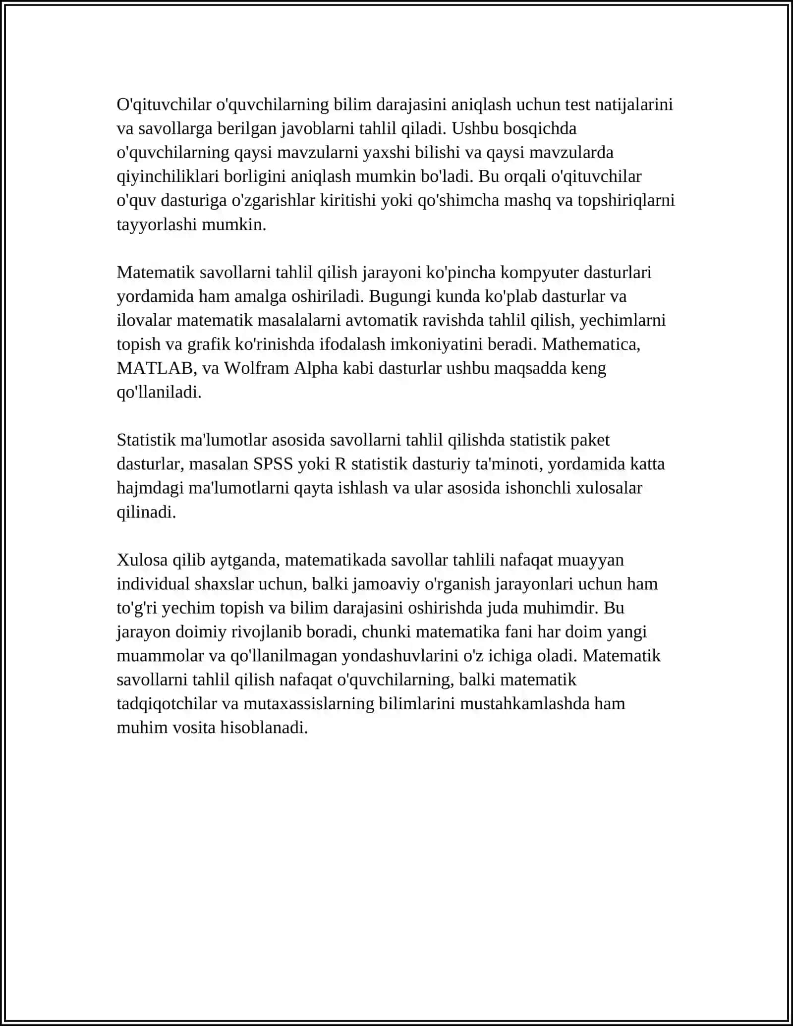 Matematikada savollar tahlili 4
