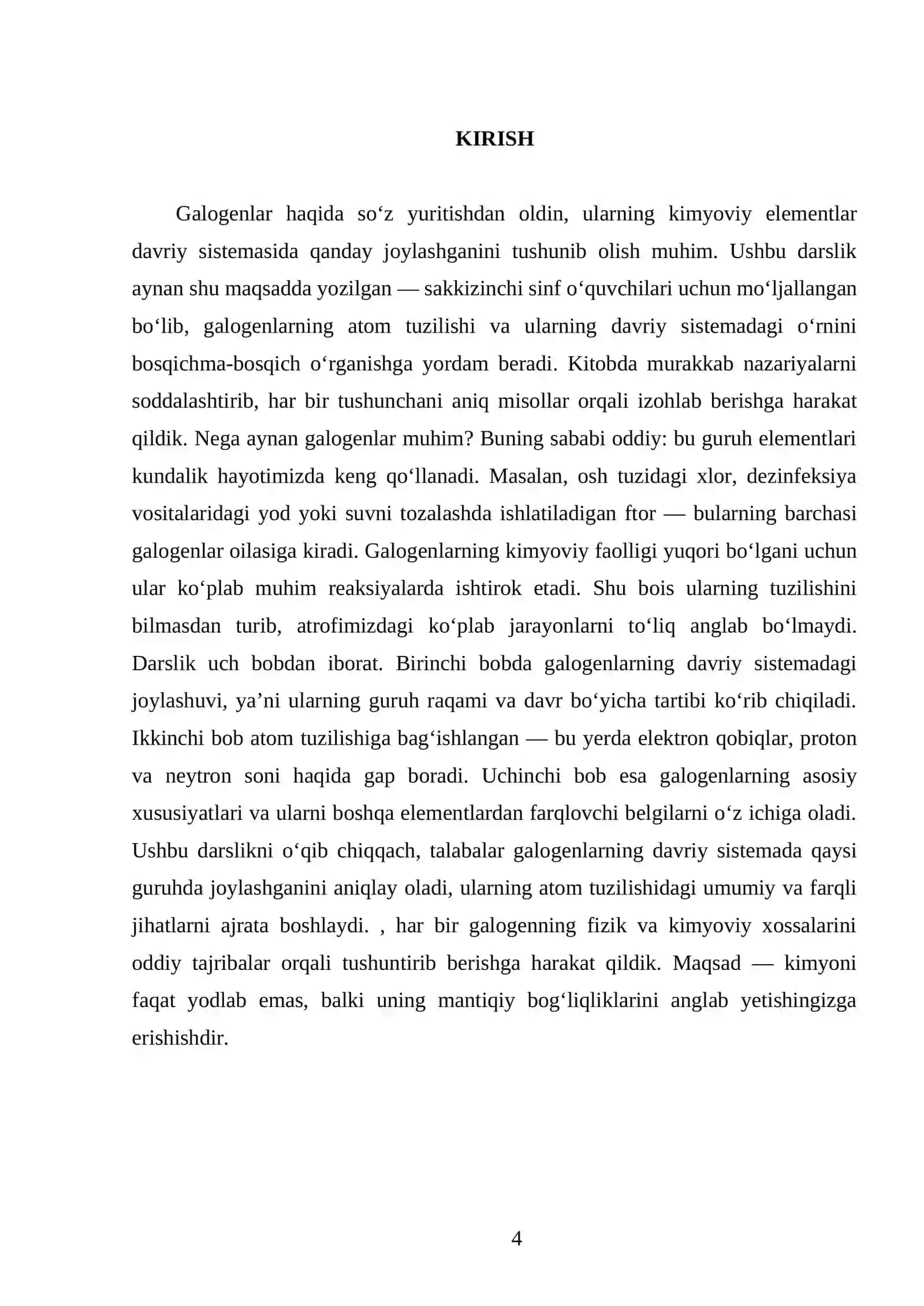 GALOGENLARNING DAVRIY SISTEMADAGI O‘RNI. ATOM TUZILISHI. 8 - SINF 4