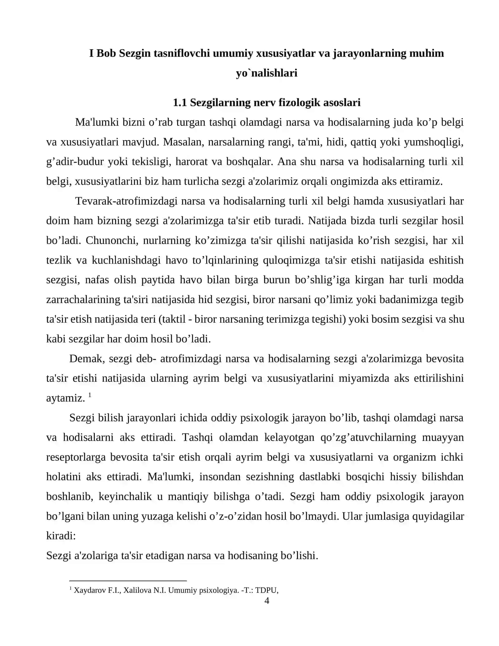 Sezgining boshqa jarayonlarga bog'liqligi va uni tashqi muhit bilan aloqasi 4