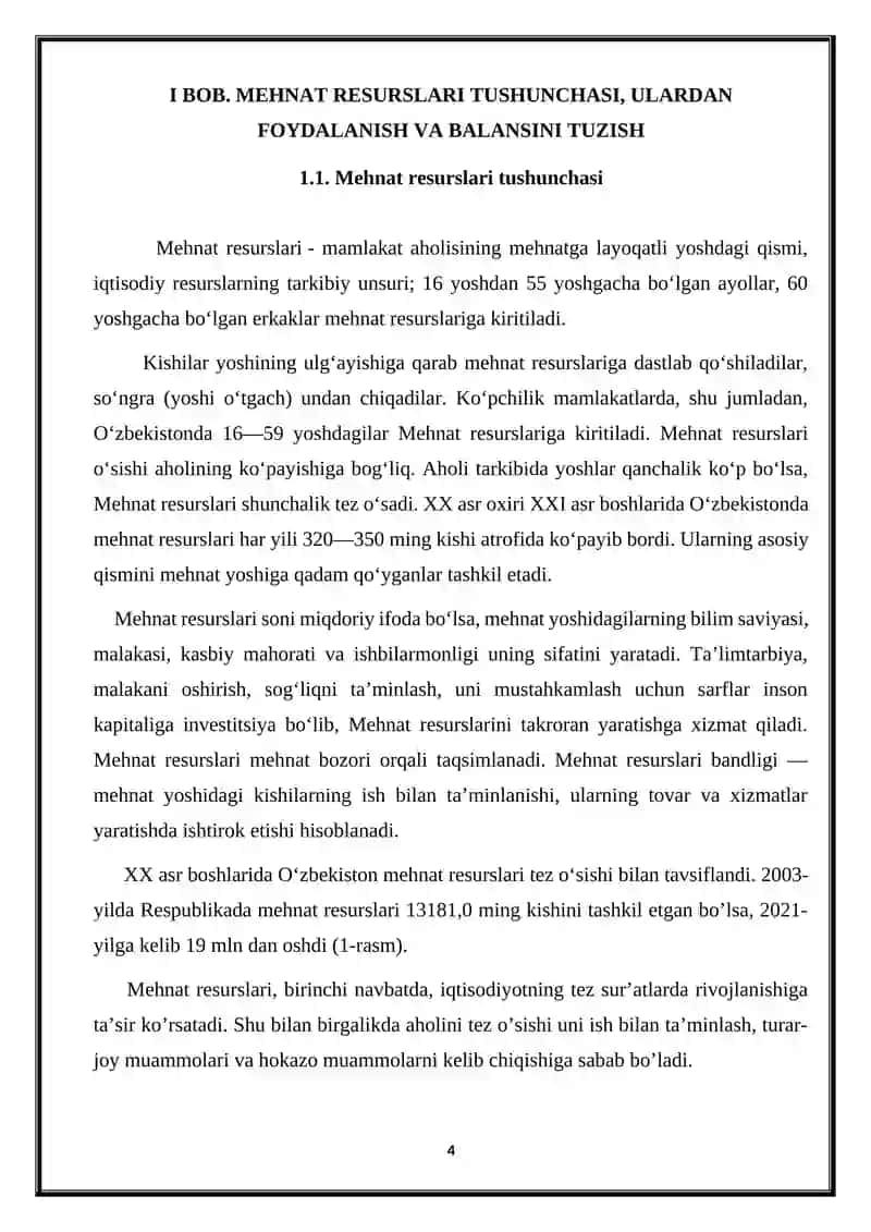 O’zbekistonda mehnat resurslari va ularning hududiy tarkibi 4