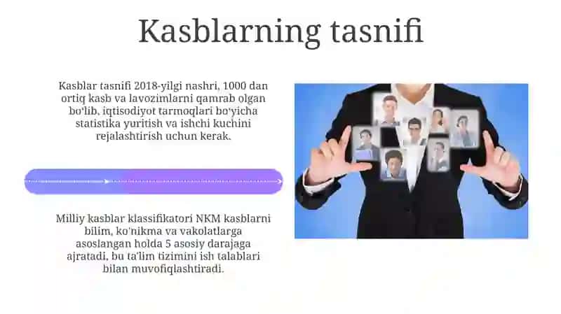 Kasblarning turkumlari bolimlari guruhlari 4