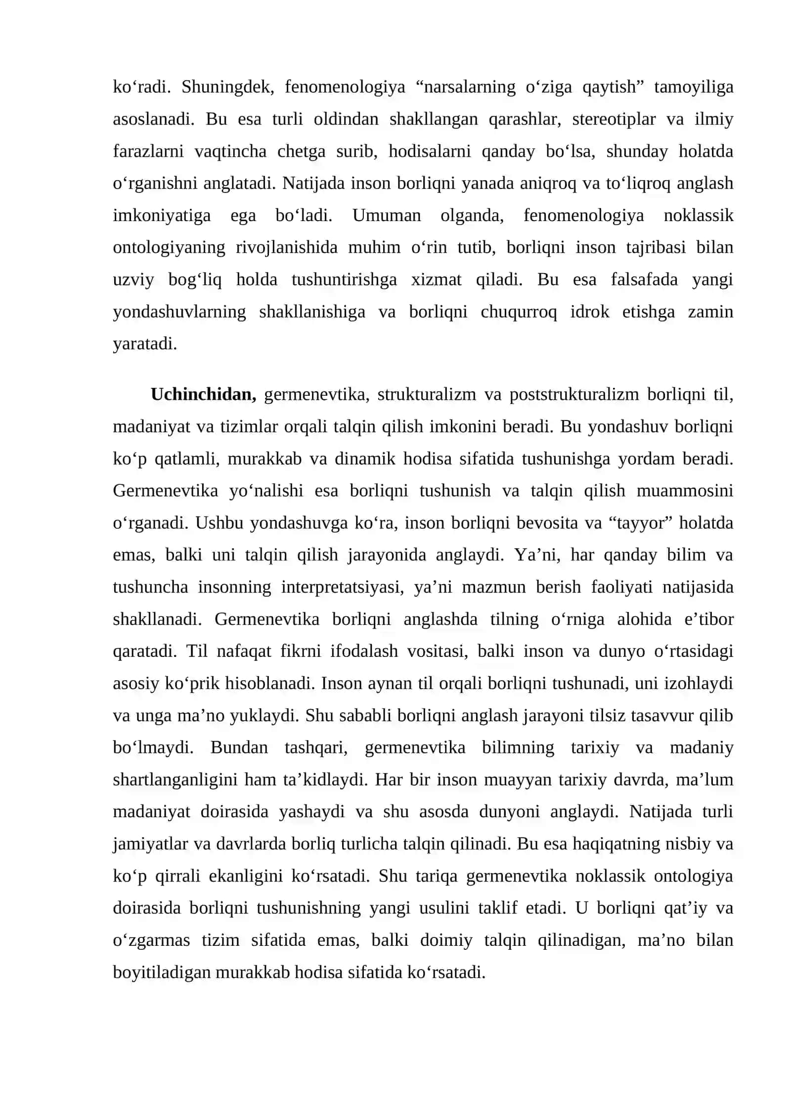 NOKLASSIK ONTOLOGIYANING YO‘NALISHLARI VA MOHIYATI 4