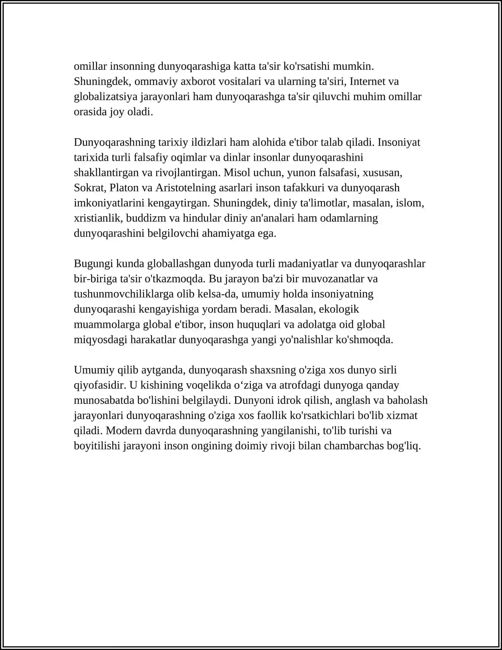 DUNYOQARASHNING MOHIYATI VA ASOSIY FUNKTSIYALARI 4
