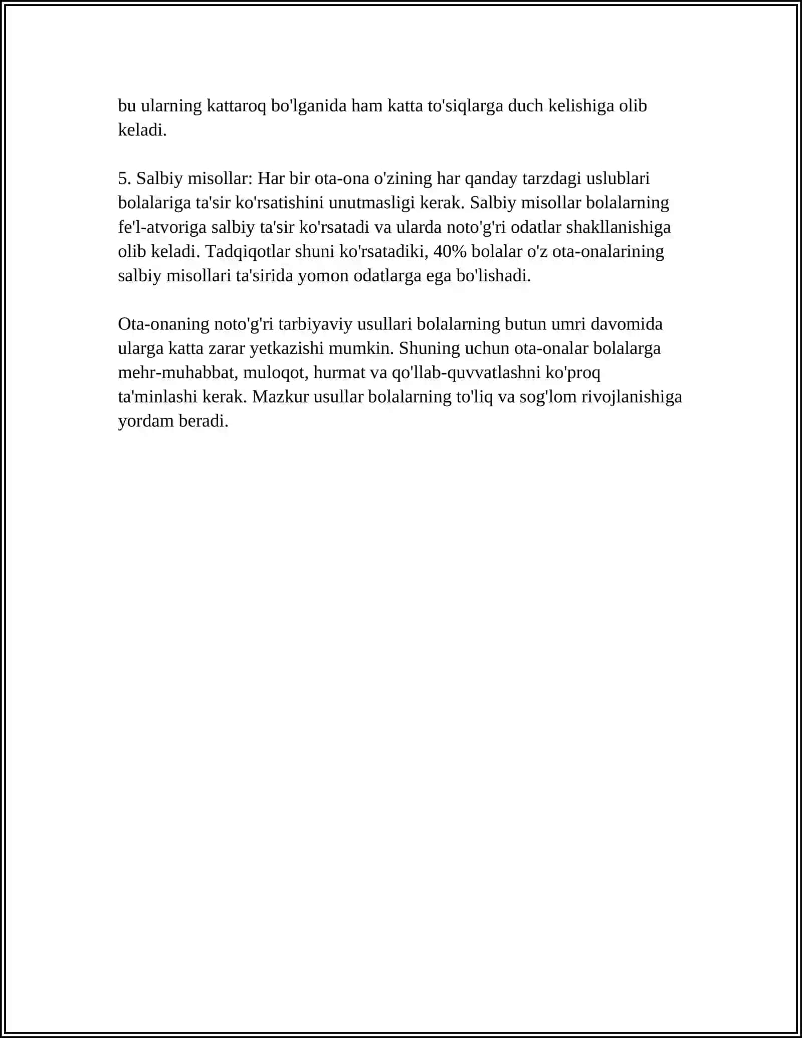 Oila tarbiyasida ko'p uchraydigan xatoliklar va ularni oldini olish 4