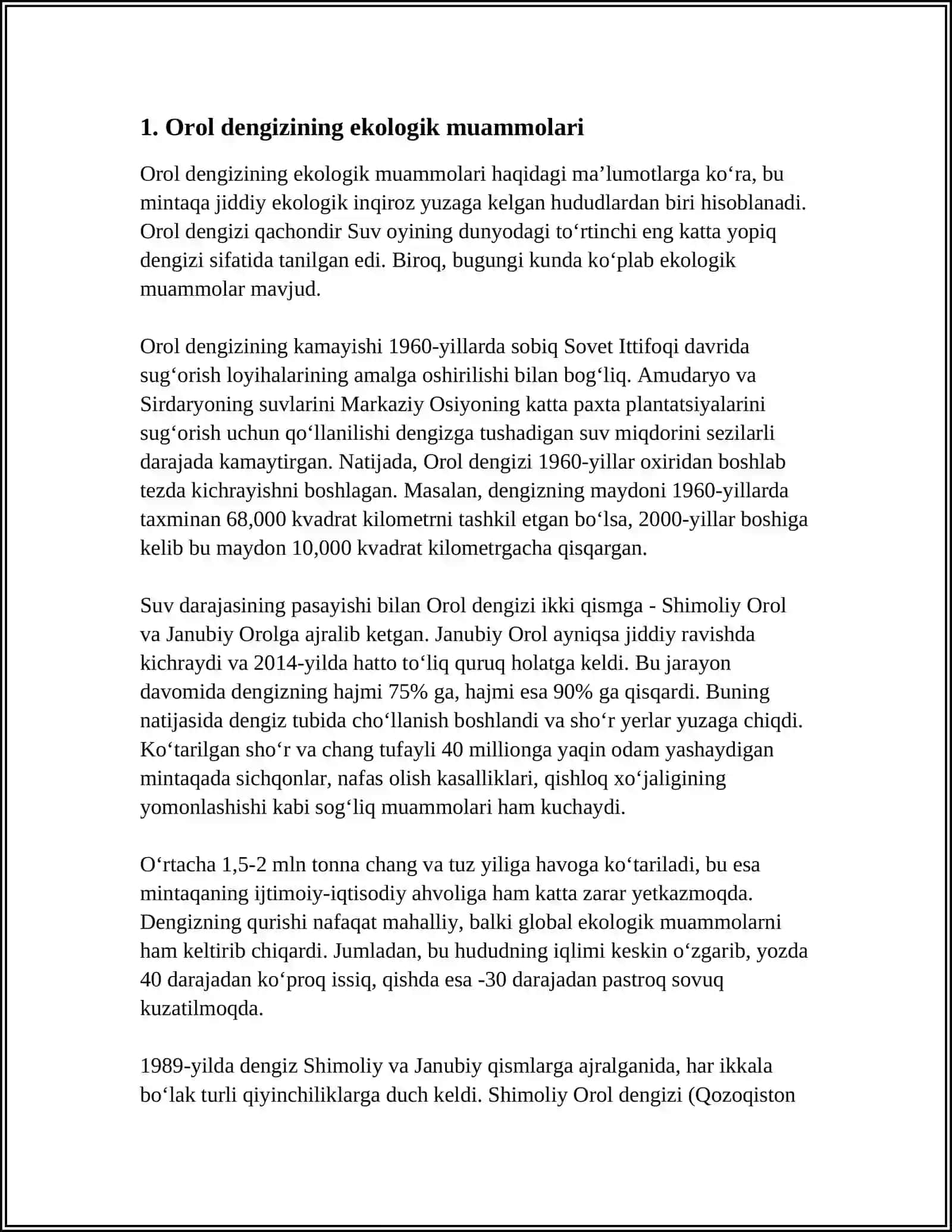 MUSTAQIL ISH Mavzu: AHOLI TURMUSH TARZINING OG'IRLASHUVI. OROL FOJIASI 4