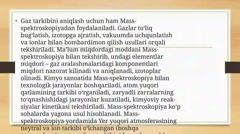 Mass-spektroskopiya asoslari, spektrlarni tahlil qilish uslublari 4