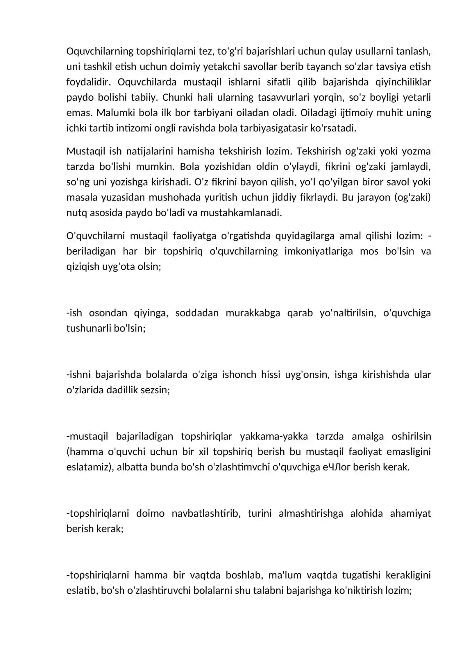 O‘quvchilarning mustaqil ishlarini tashkil etish 4