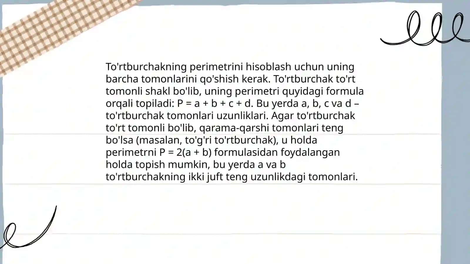 To'rtburchakning yuzini hisoblash 4
