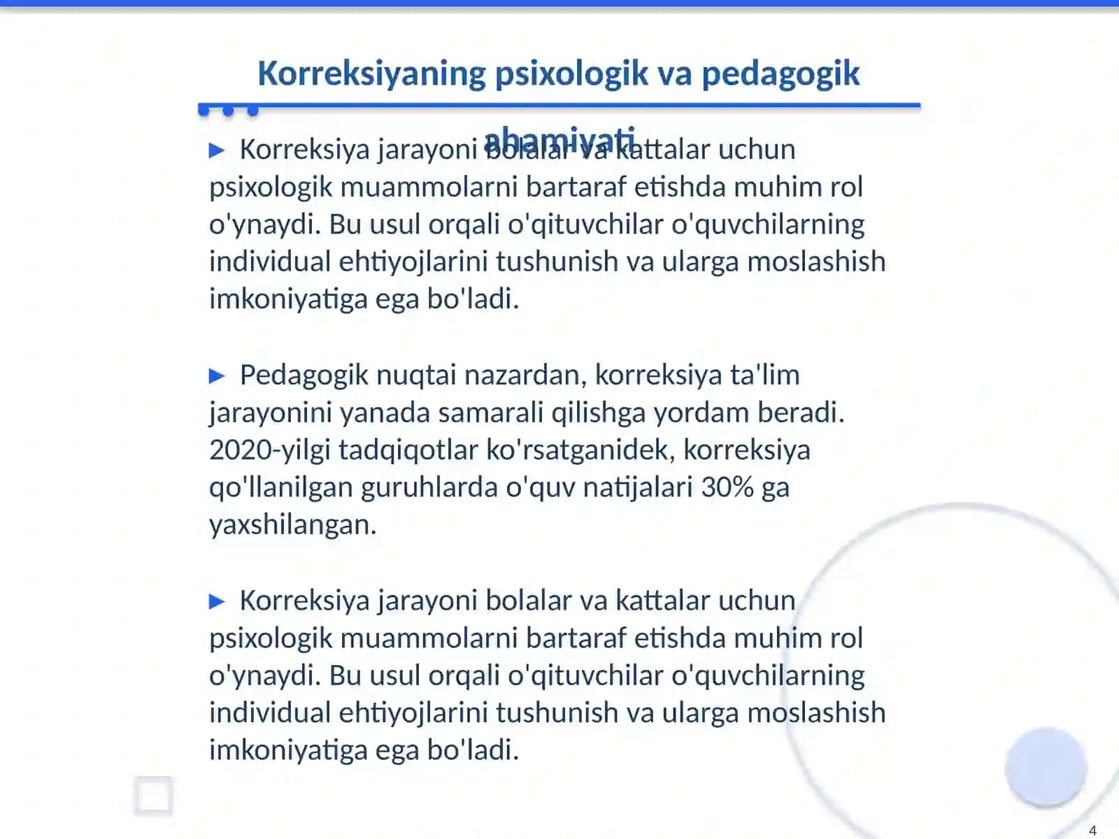 Psixologik korreksiya va inklyuziv taʼlim asoslari 4