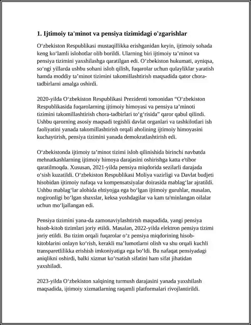 O'ZBEKISTONNING IJTIMOIY SOHADA AMALGA OSHIRILAYOTGAN O‘ZGARISHLAR MAZMUN VA MOHIYAT 4