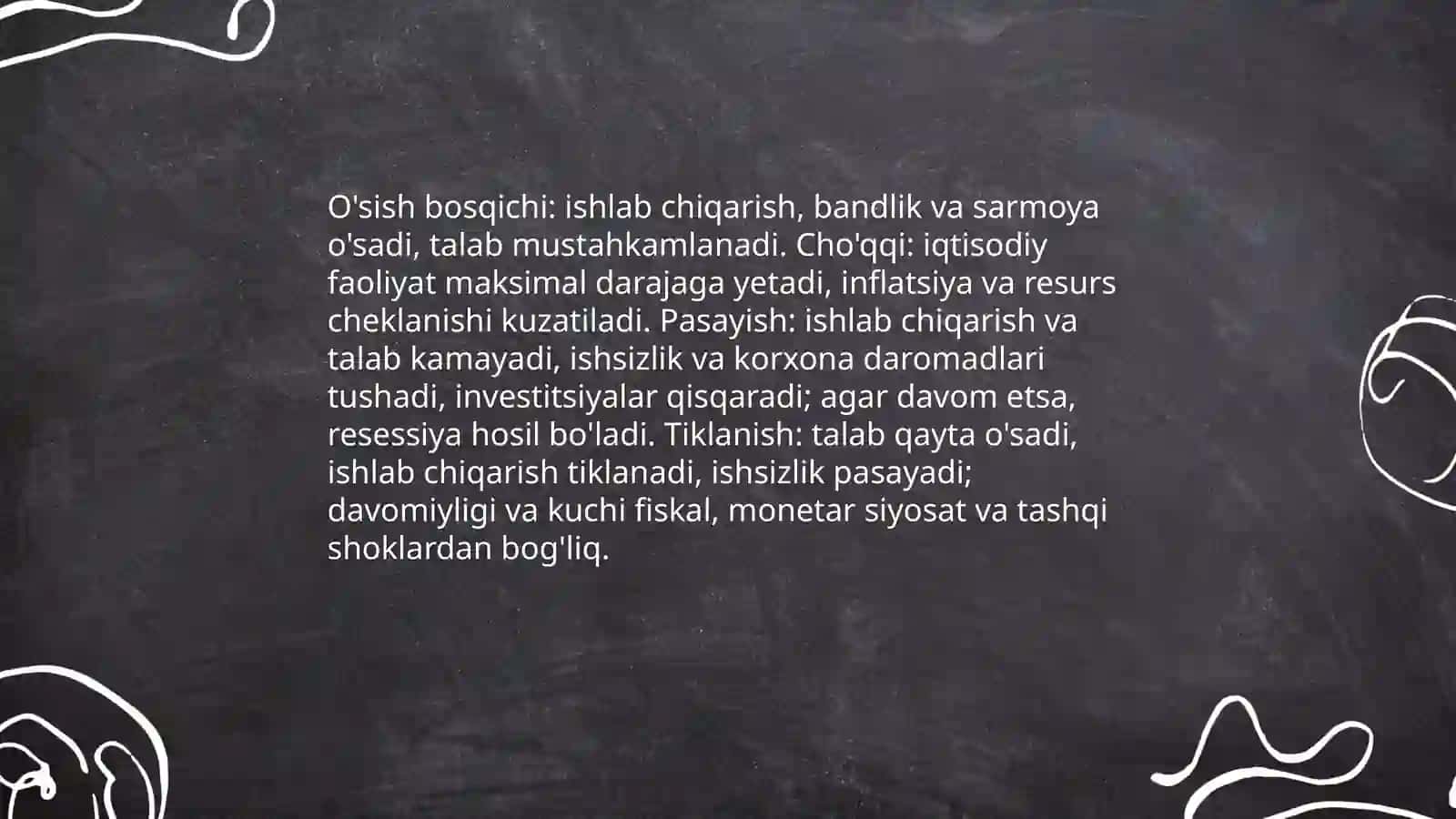 Iqtisodiyot siklliga va iqtisodiyotning siklligi 4