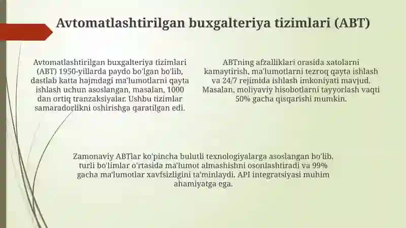 Informatsion texnologiyalarga asoslangan buxgalteriya hisobi shakllari 4