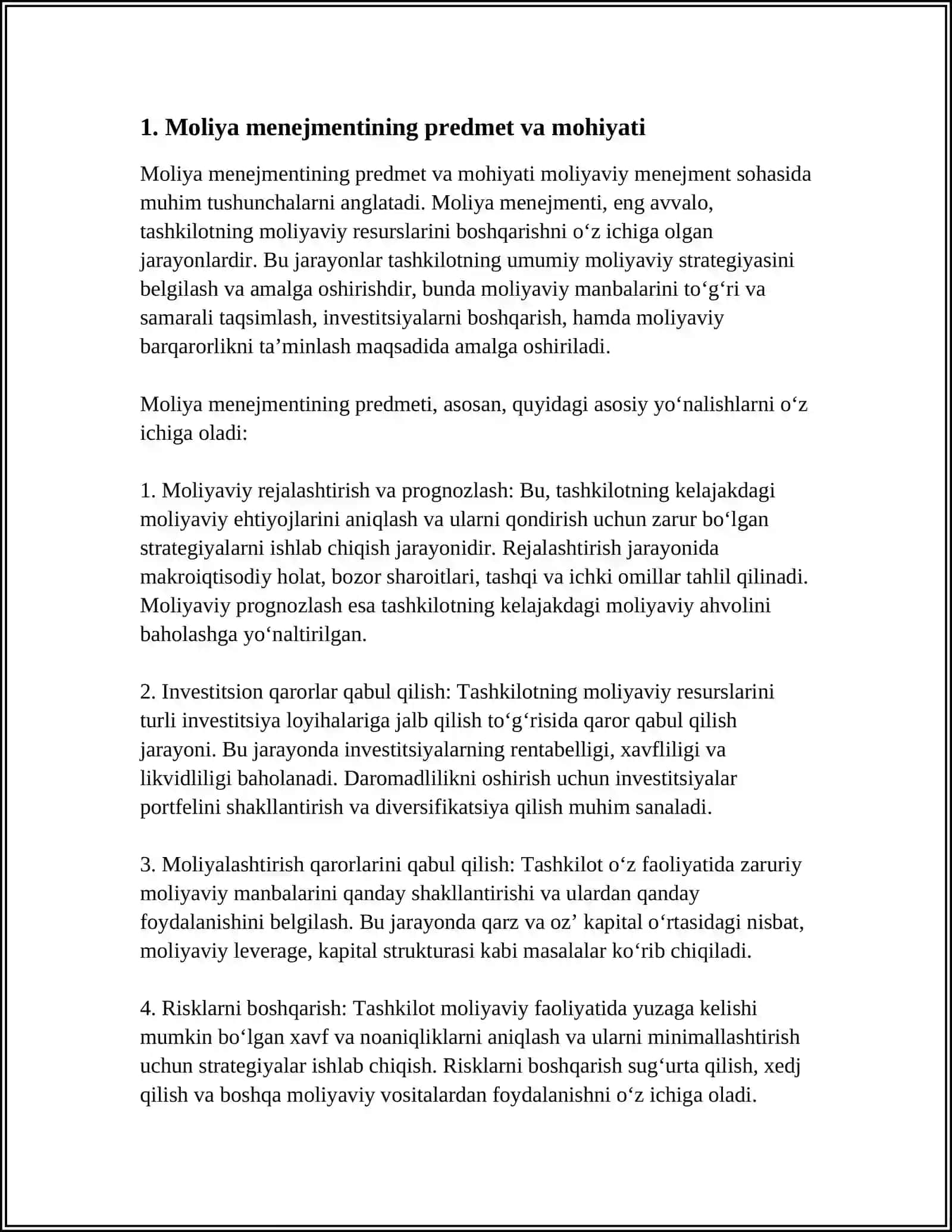 MOLIYAVIY MENEJMENTNING PREDMETI VA FUNKSIYALARI 4