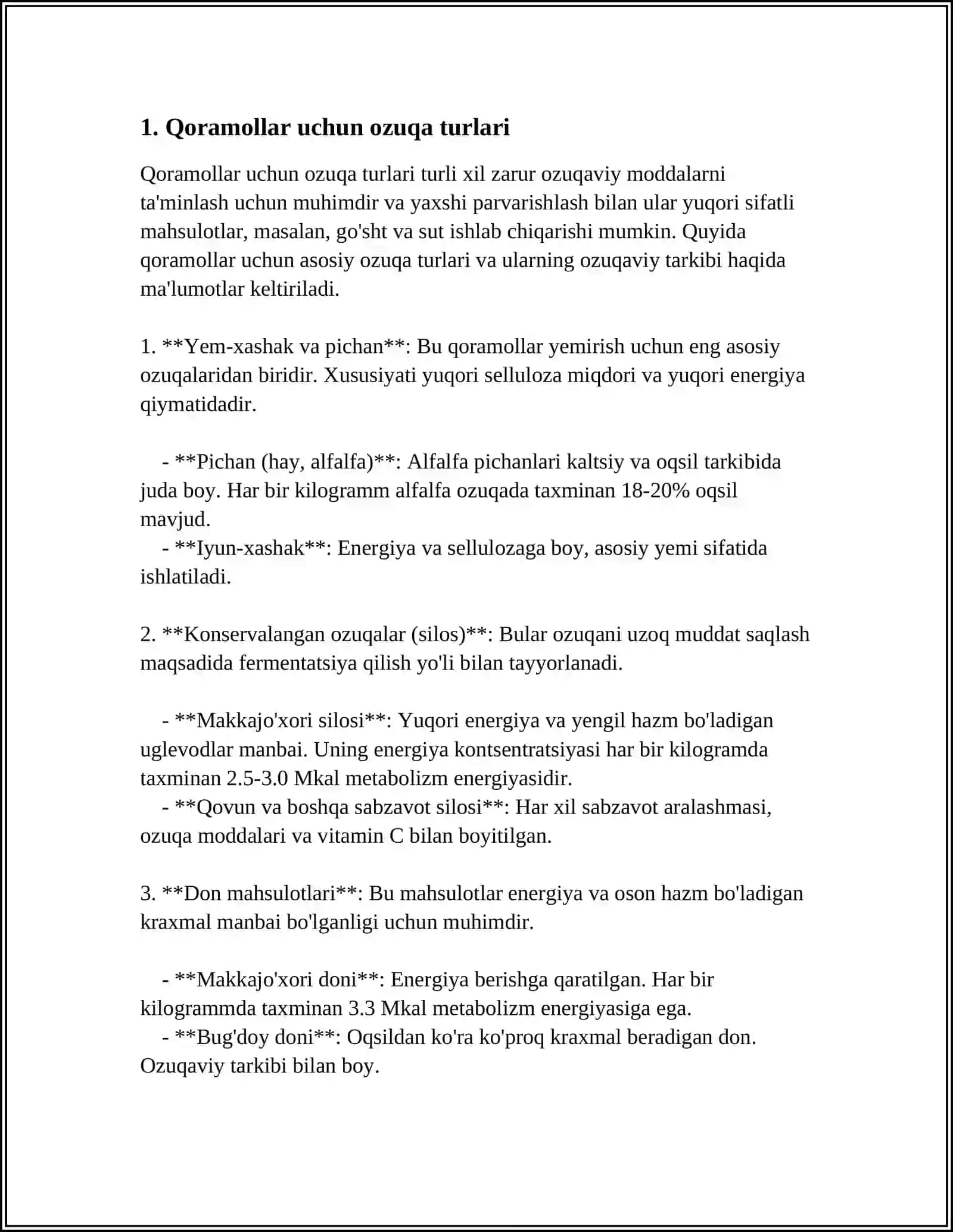 QUVVATI 150 T/SUTKA BOʻLGAN QORA MOLLAR UCHUN OMUXTA YEM ISHLAB CHIQARISH TEXNOLOGIYASI 4