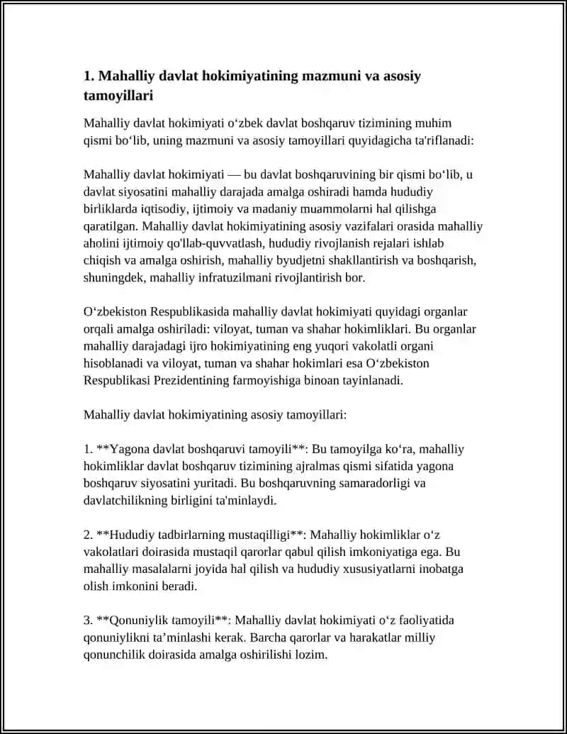 MAHALLIY DAVLAT HOKIMYATI ASOSLAR.FUQOROLARNING OZINI O'ZI BOSHQARISH ORGANLARI 4