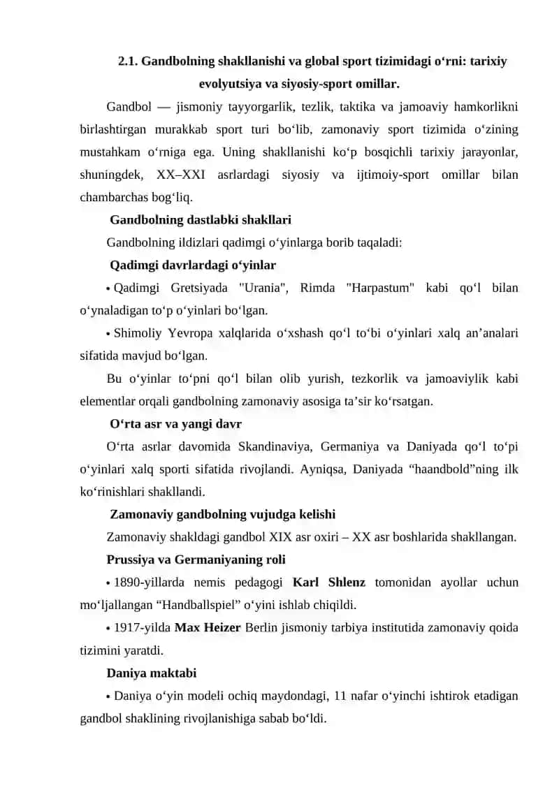 GANDBOL OʻYINI BIRINCHI JAHON VA YEVROPA CHEMPIANATINI O’TKAZILISHI 4
