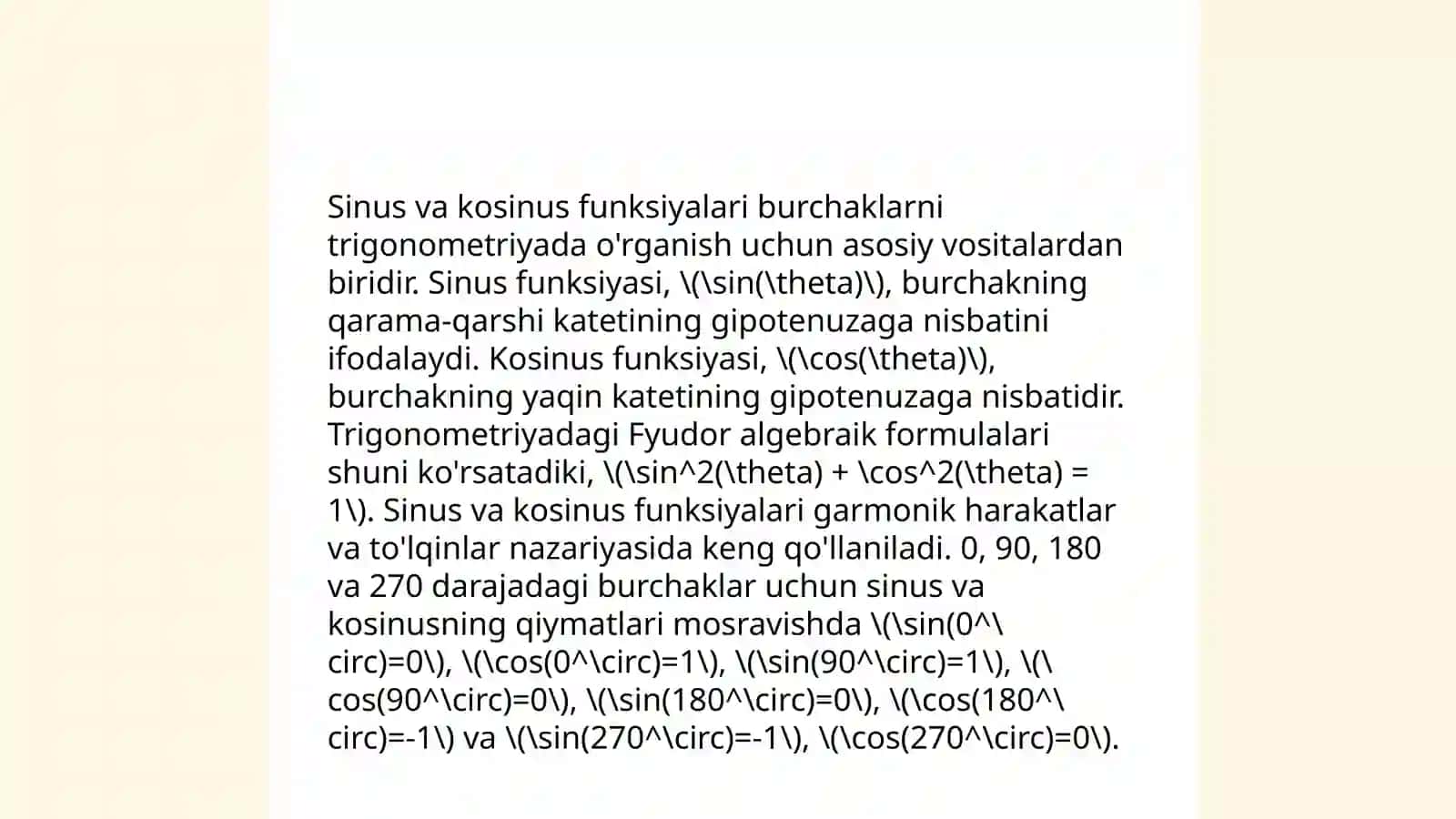 Trigonometrik ifodalar va ayniy shakl almashtirishlar 4