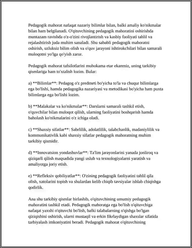 PEDAGOGIK MAHORAT ASOSLARI VA UNING TARKIBIY QISMLARI 4