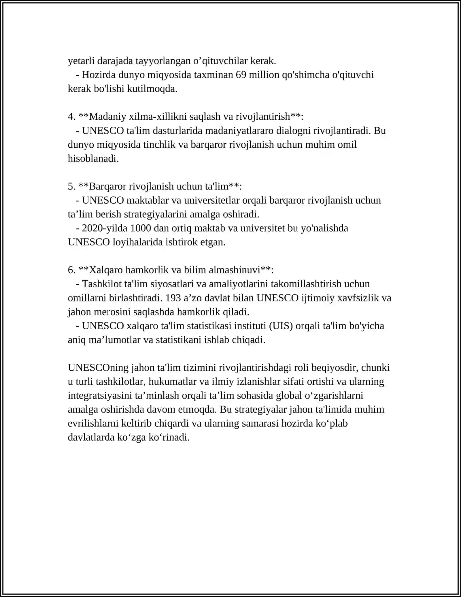 JAHON TA'LIM TIZIMINI RIVOJLANISHDA XALQARO TASHKILOTLAR VA ULARNING FAOLIYATI 4