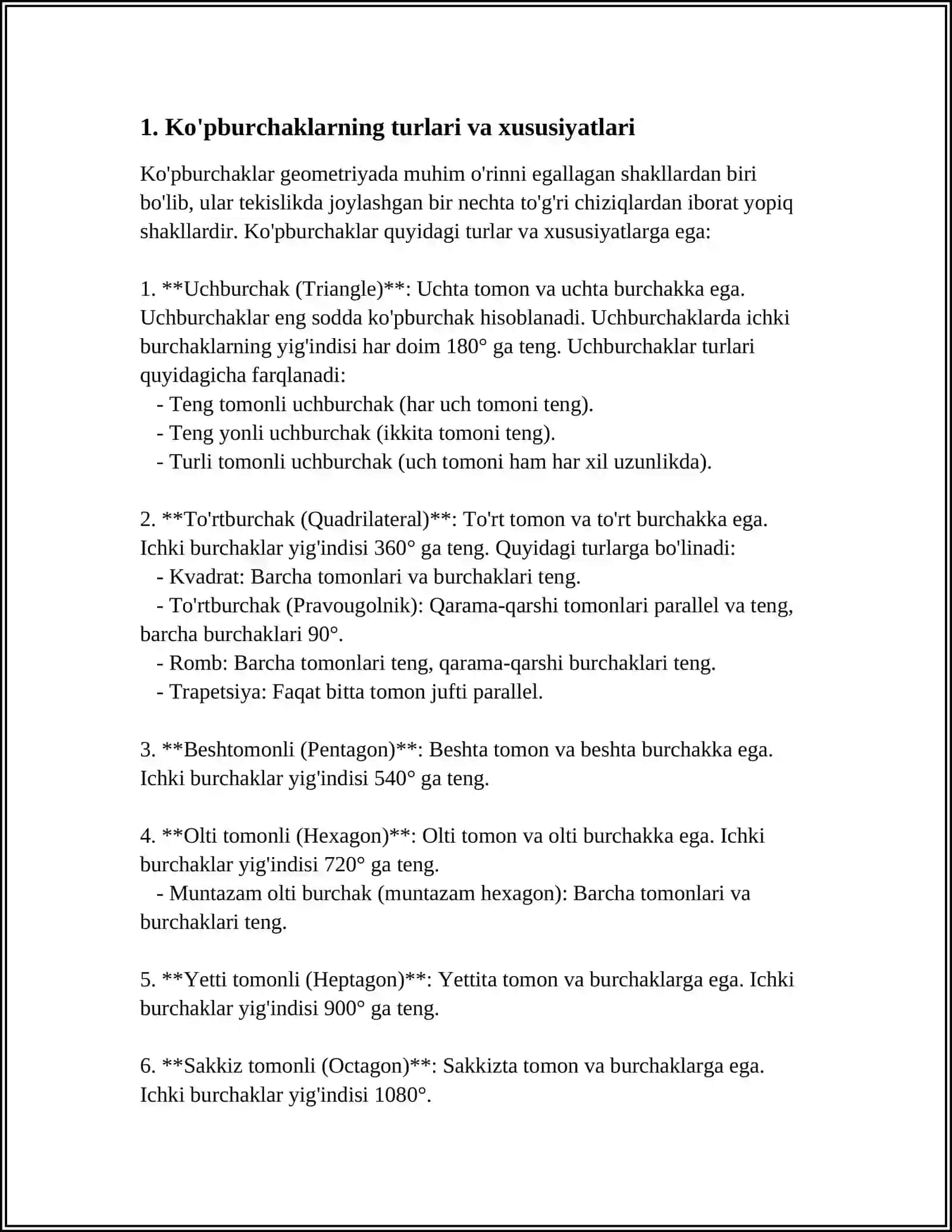 KÒPBURCHAKLAR PERIMETRI HAMDA YUZASINI HISOBLASH,PERIMETR VA YUZA ÒLCHOV BIRLIKLARI VA ULAR ORASIDAGI BOĢLANISHGA DOIR MASALALAR YECHISH 4
