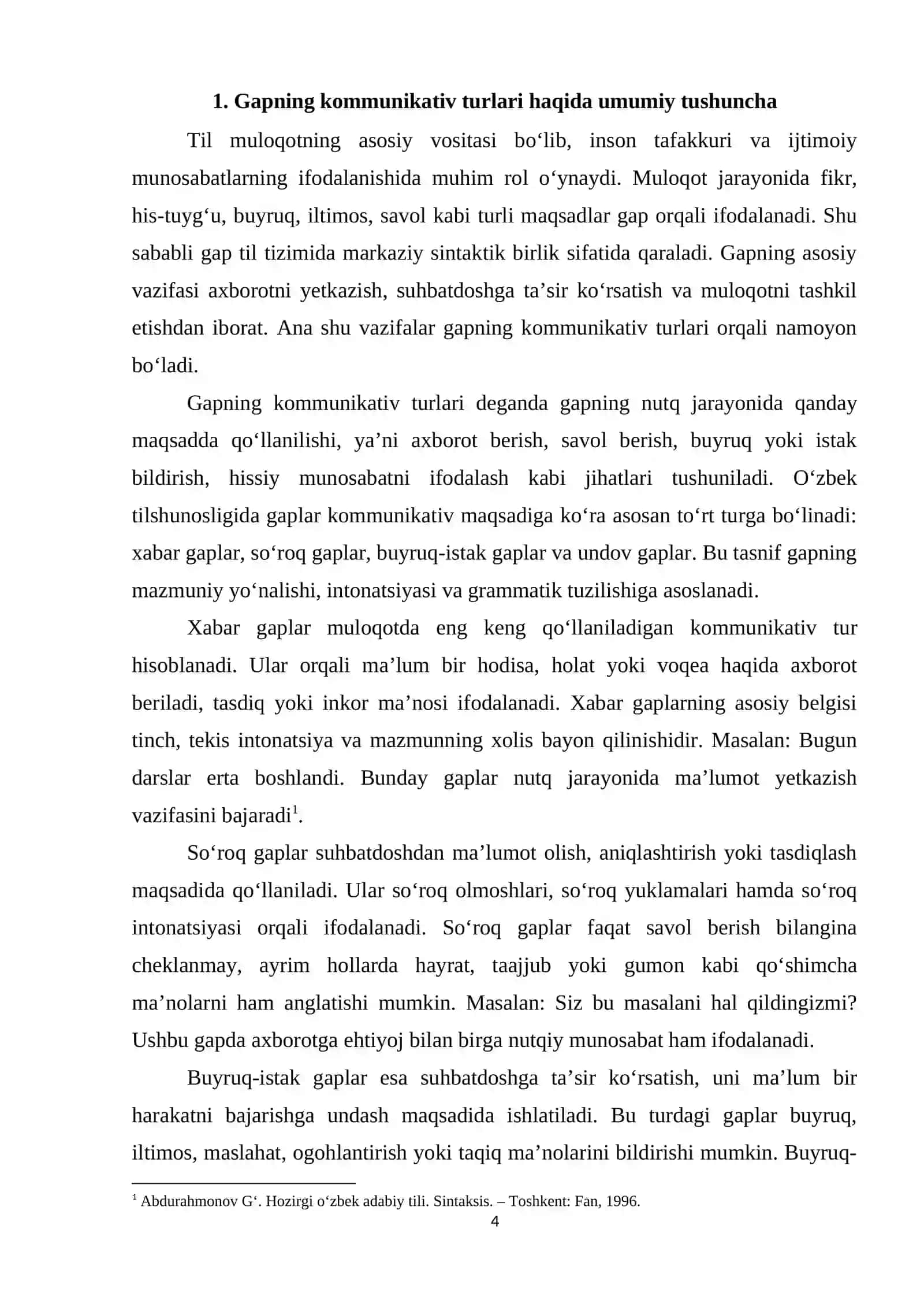 O'zbek tilida gapning kommunikativ turlari va ularning pragmatik talqini 4