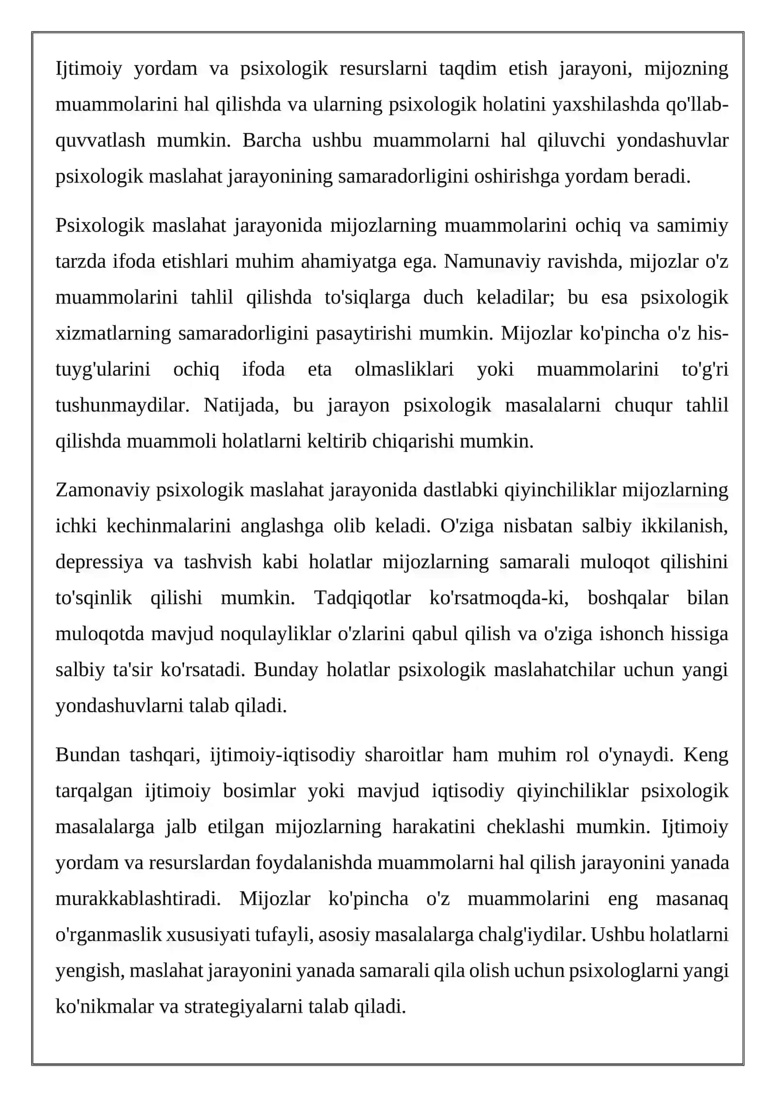 Psixologik maslahatning umumiy muammolari 4