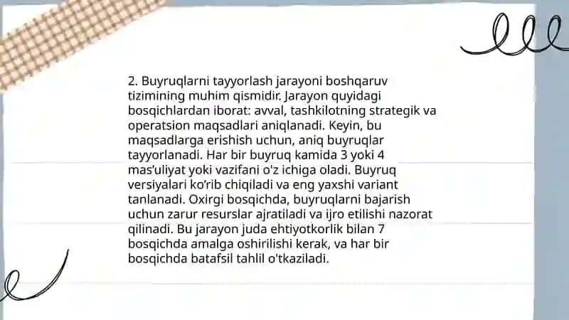Tashkilotda buyruq chiqarish, rasmiylashtirish va mazmuni 4