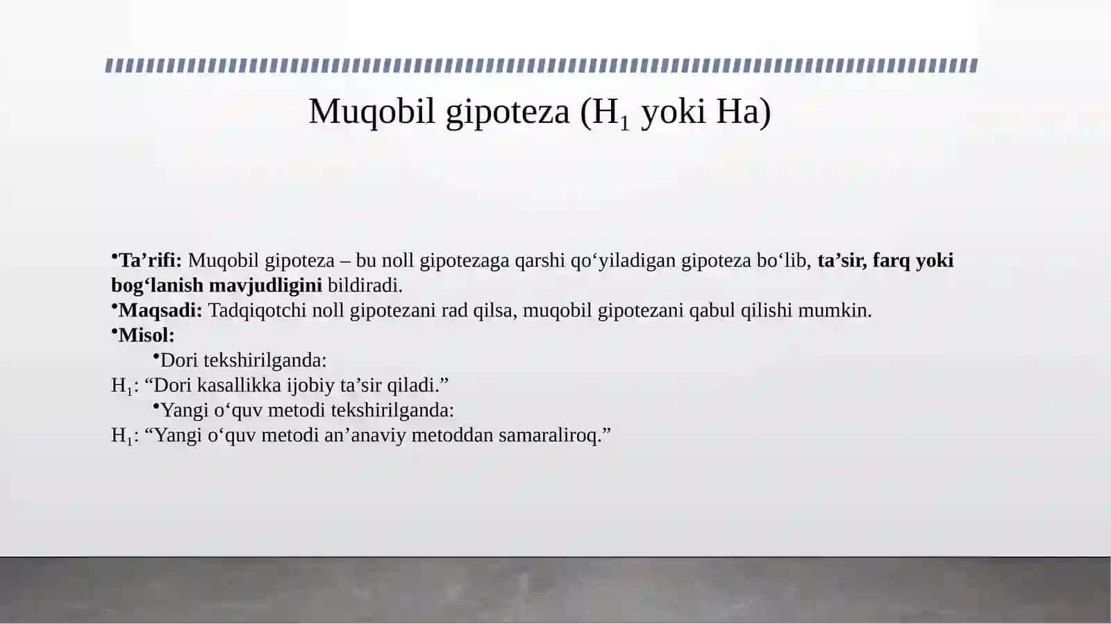 Noll gipotezasi va muqobil gipoteza tushunchalari 4
