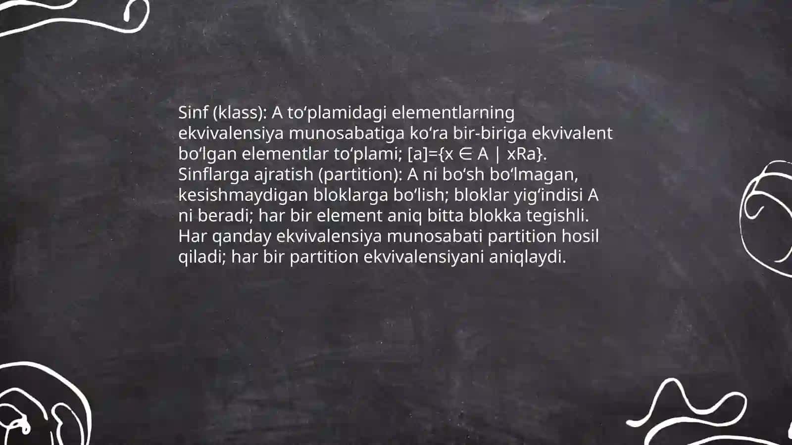 Toʻplamlarni sinflarga ajratish 4