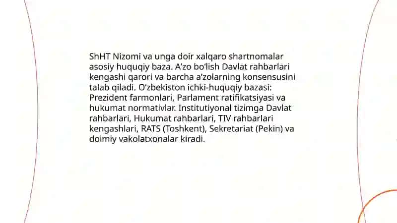 Oʻzbekiston Respublikasining ShHTga azo boʻlishi va xizmati 4