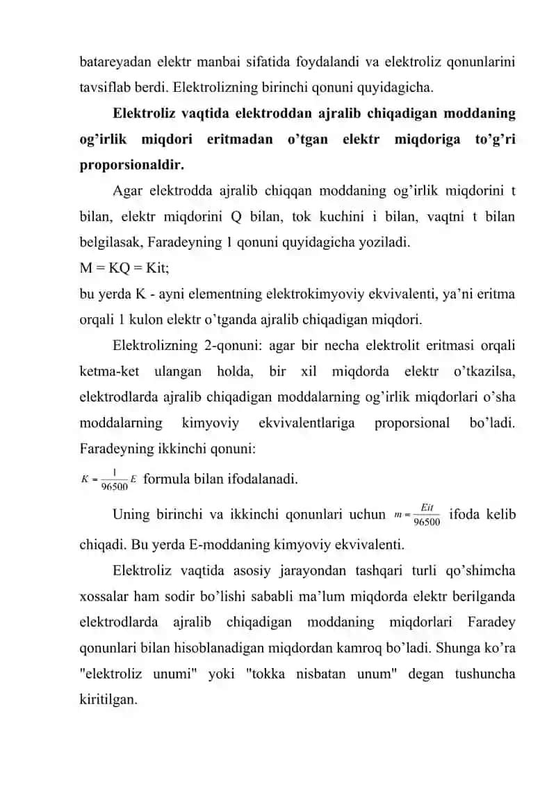 SANOATDA ELEKTROLIZ JARAYONINING QO`LLANILISHI. 4