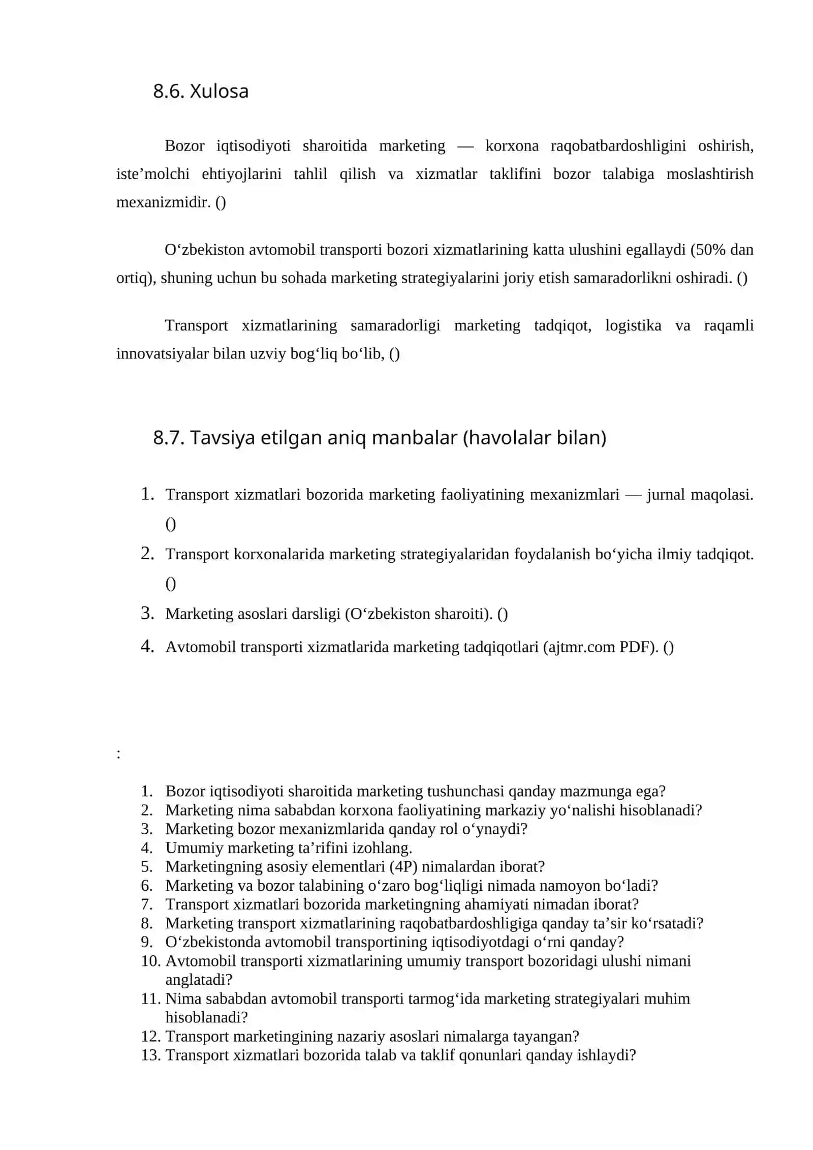Avtomobil Transporti Korxonalarning Marketing Faoliyati 4