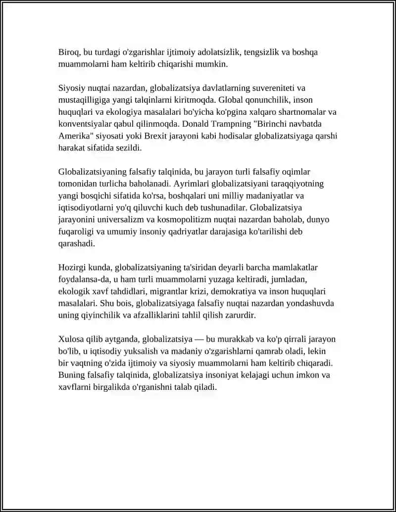 GLOBALLASHUV JARAYONLARI GLOBAL MUAMMOLARNING FALSAFIY TALQINI 4