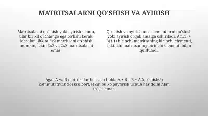 Matritsalar bilan amallar 4