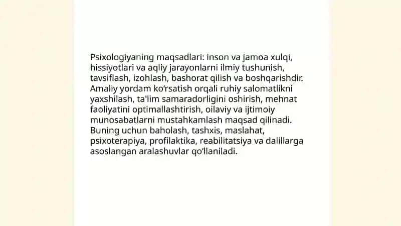 Psixologiya fanining predmeti maqsad va vazifalari 4