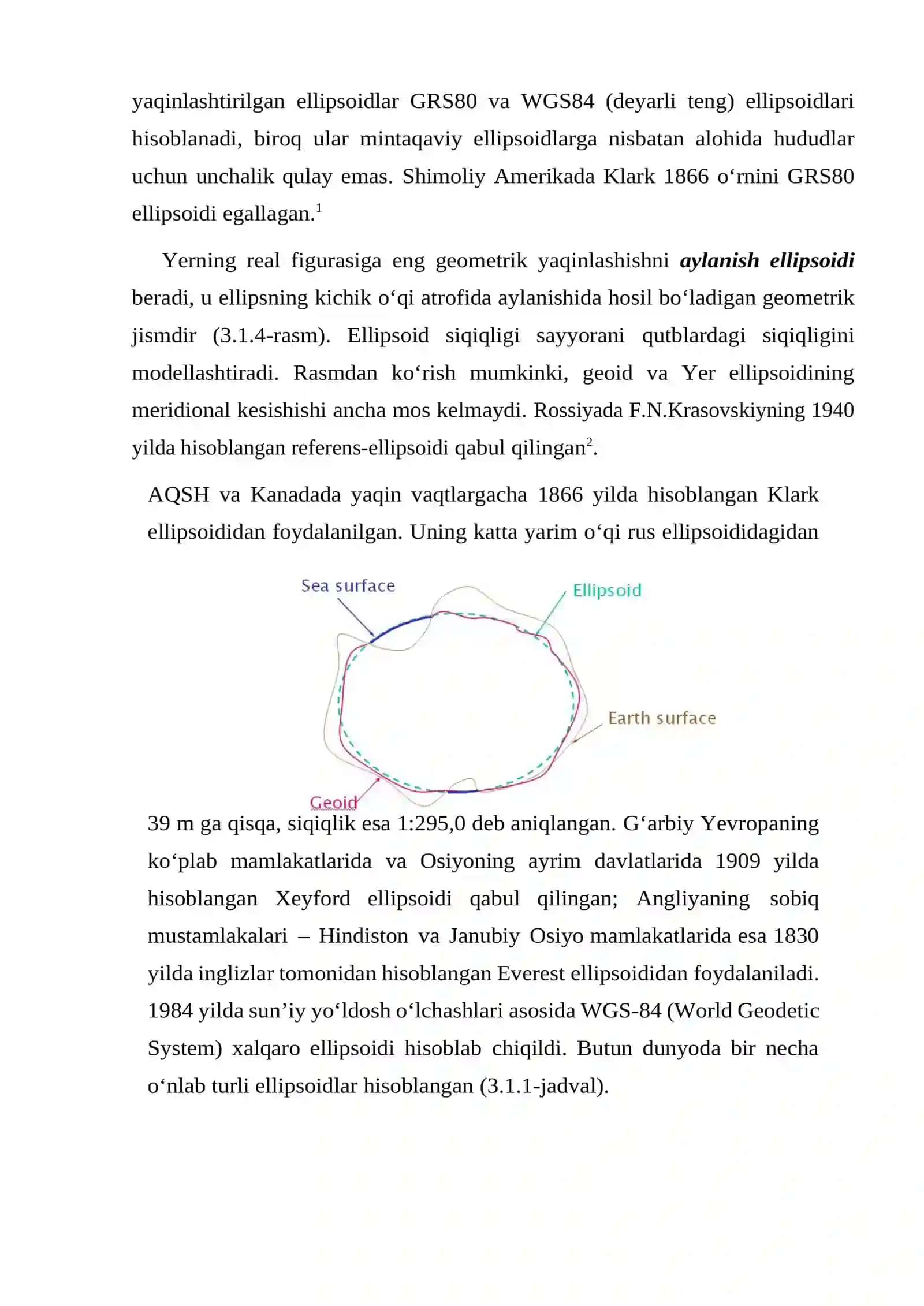 Yerning shakli va o'lchami, geografik koordinatalar, tekislik koordinatalari tizimlari 4