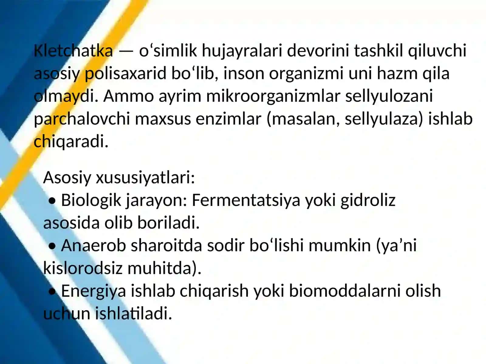 Kimyo texnalogiya fakulteti taqdimoti: Klechatkali bijgʻish 4