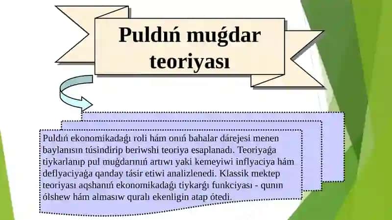 Puldıń muǵdarlıq teoriyası hám onıń evolutsiyası 4
