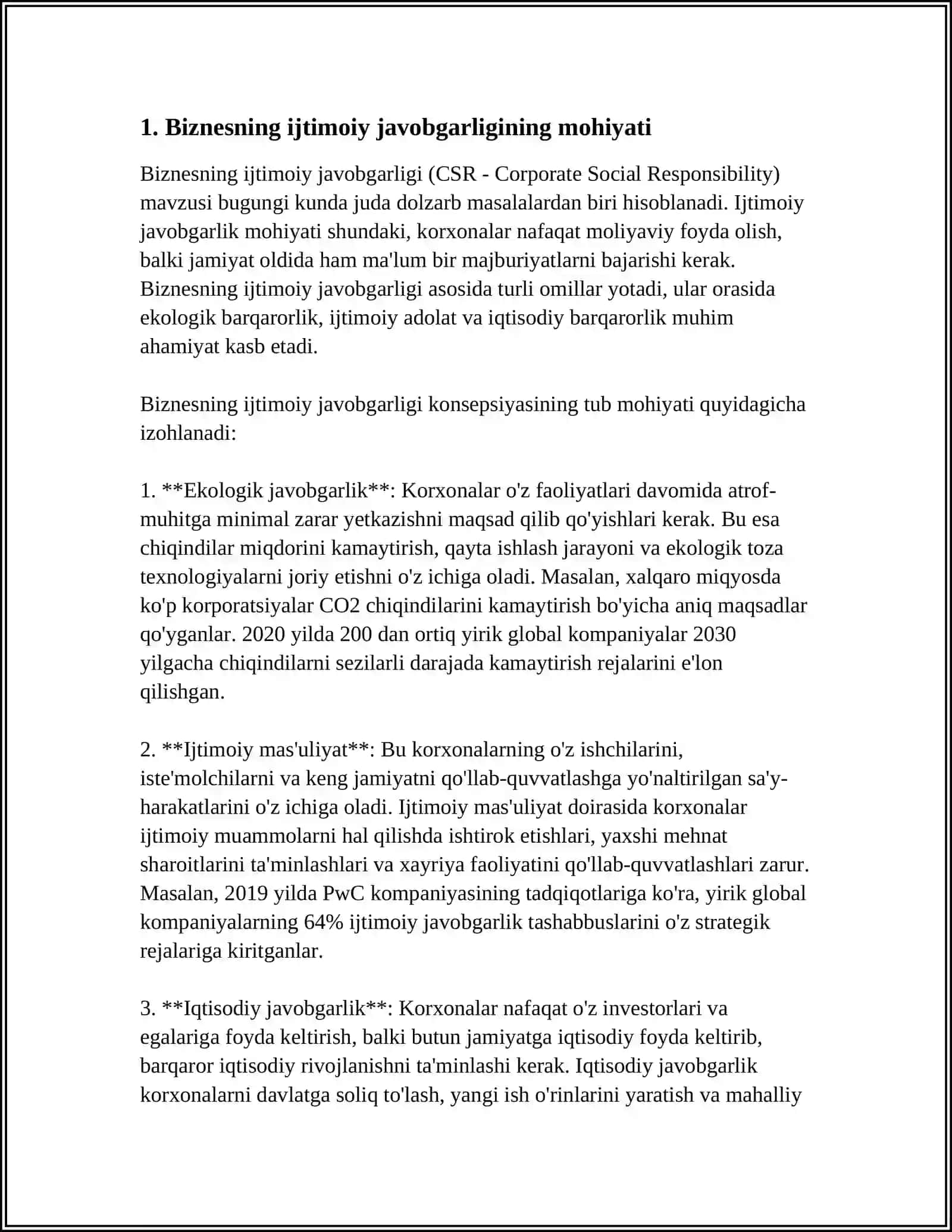 BIZNESNING IJTIMOIY JAVOBGARLIGI VA ZIDDIYATLI SABABLARI 4