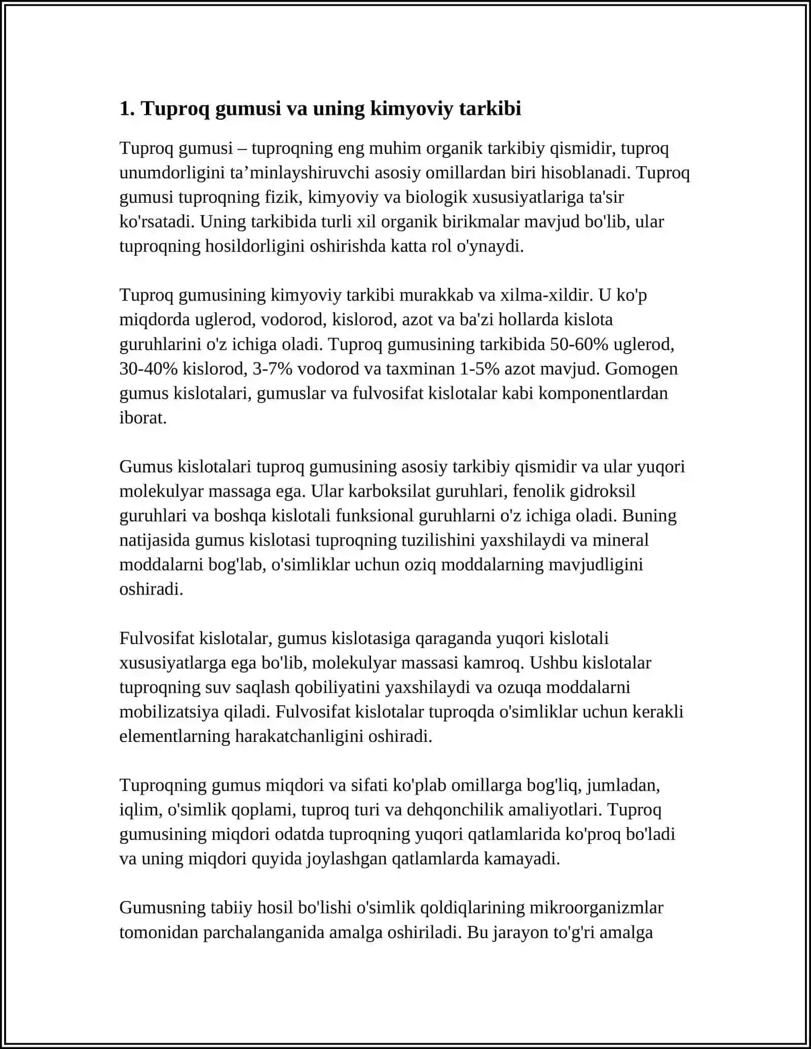 Tuproq gumusi va olib borilayotgan tatqiqotlar 4