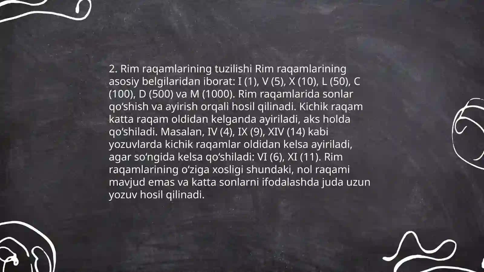 Rim raqamlari va sanoq sonlari 4