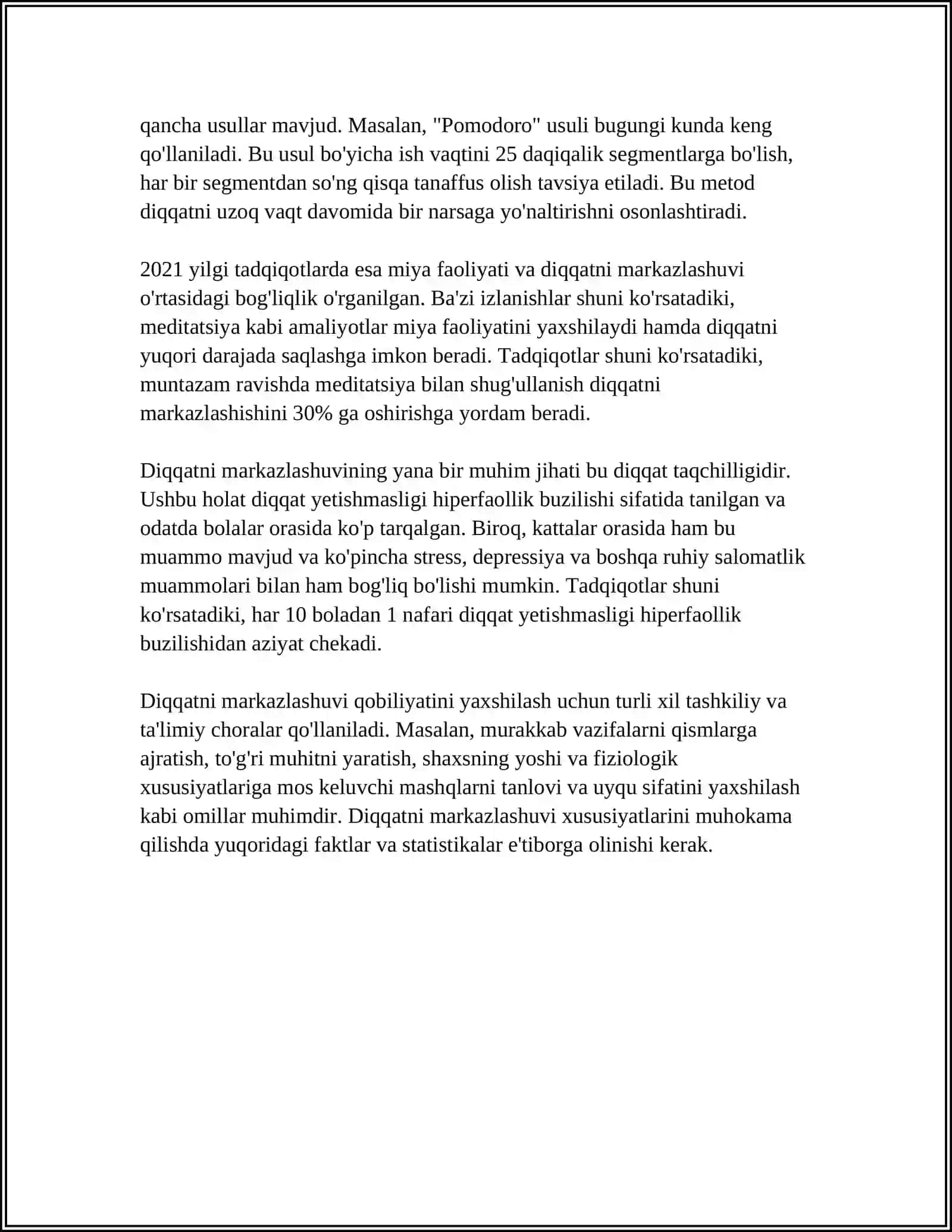 DOBRINNING DIQQAT HAQIDAGI QARASHLARI. DIQQAT XUSUSIYATLARI 4