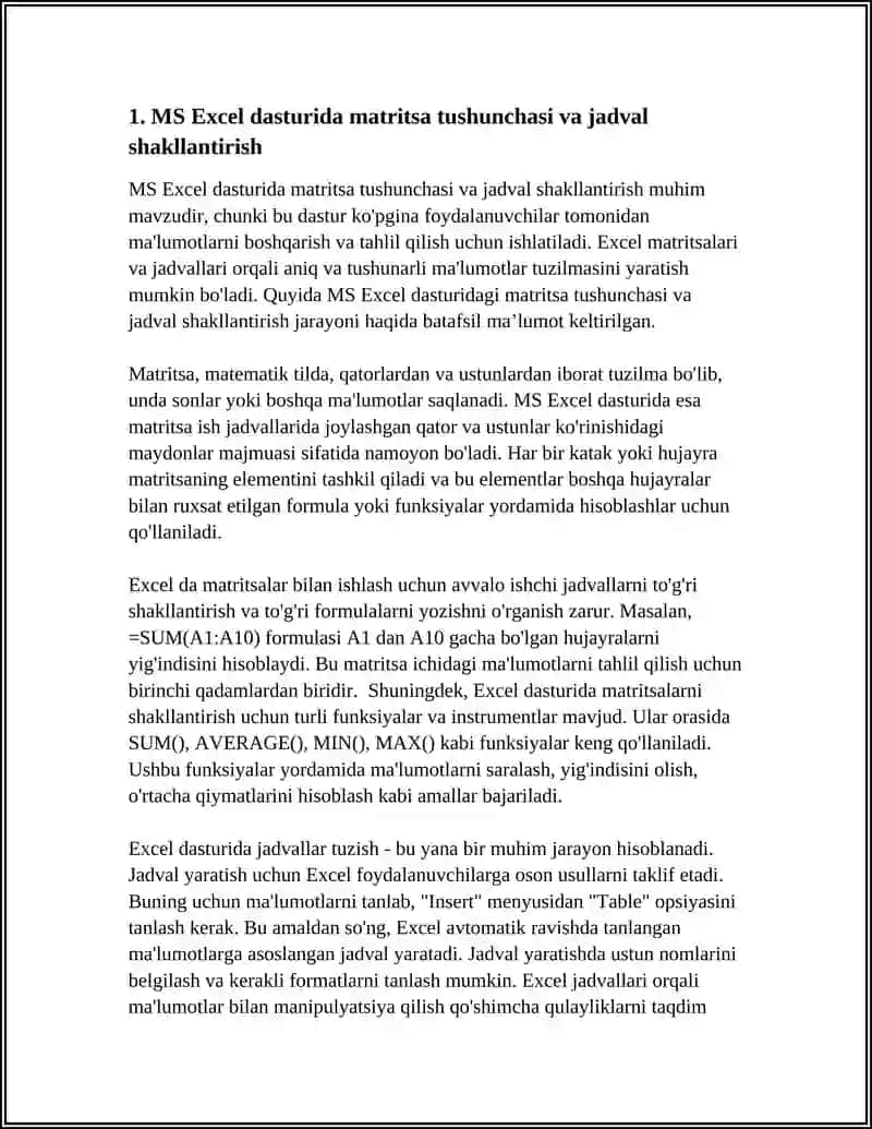 MS EXCEL DASTURIDA MATRITSANI TRANSPONIRLASH 4
