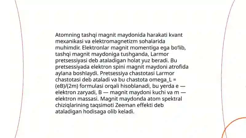 Atomning tashqi elektr maydoniga javobi 4