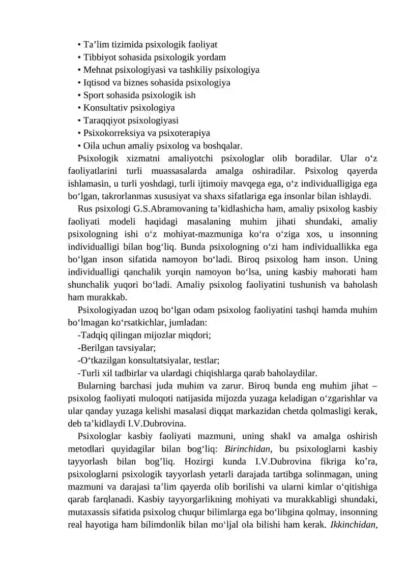 Psixologiya Tarmoqlari va Psixolog Kasbiy Faoliyati 4
