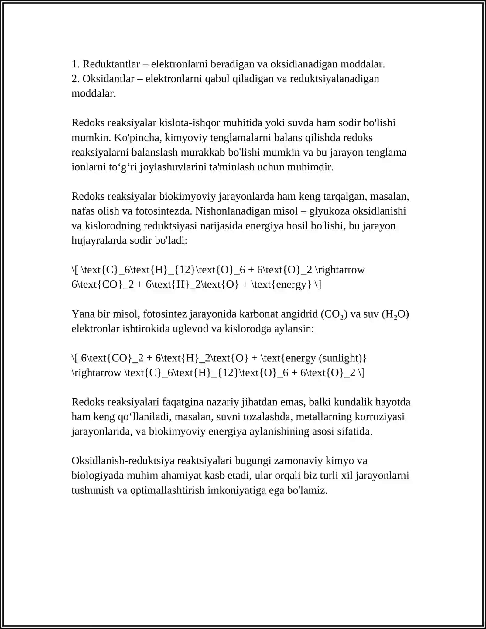 OKSIDLANISH, QAYTARISH REYAKSIYALARI 4