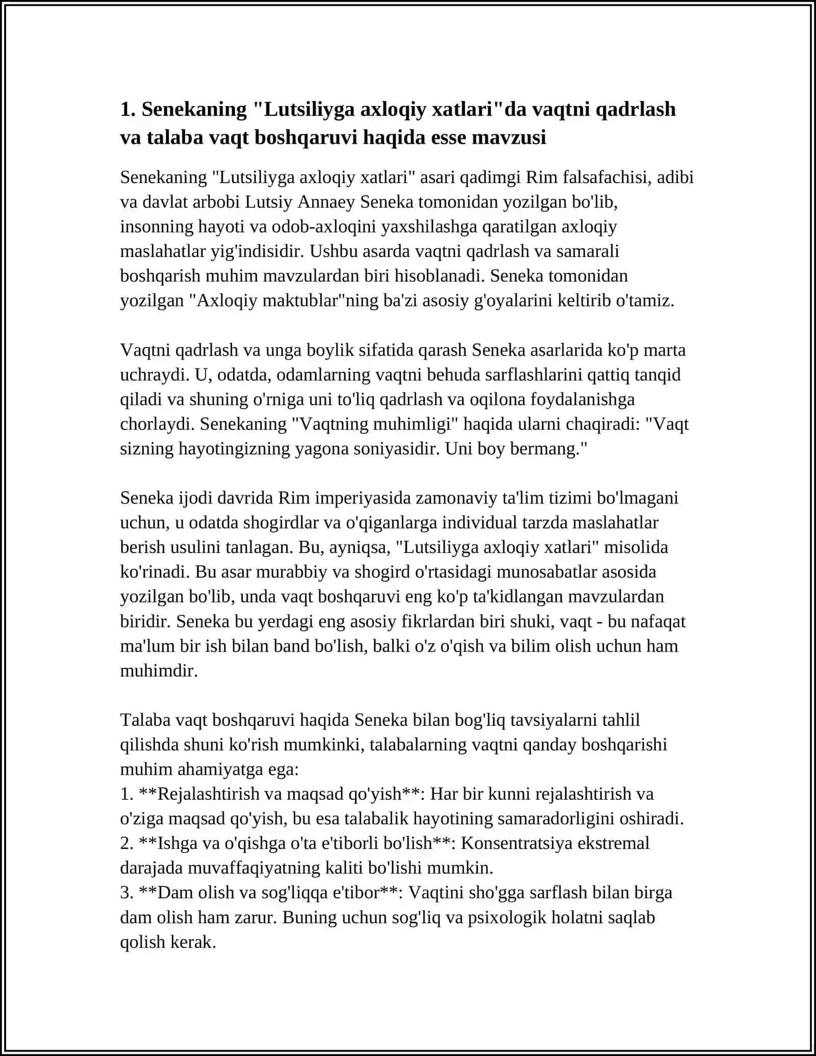 Senekaning “Lutsiliyga axloqiy xatlari” asarini O`qish 4